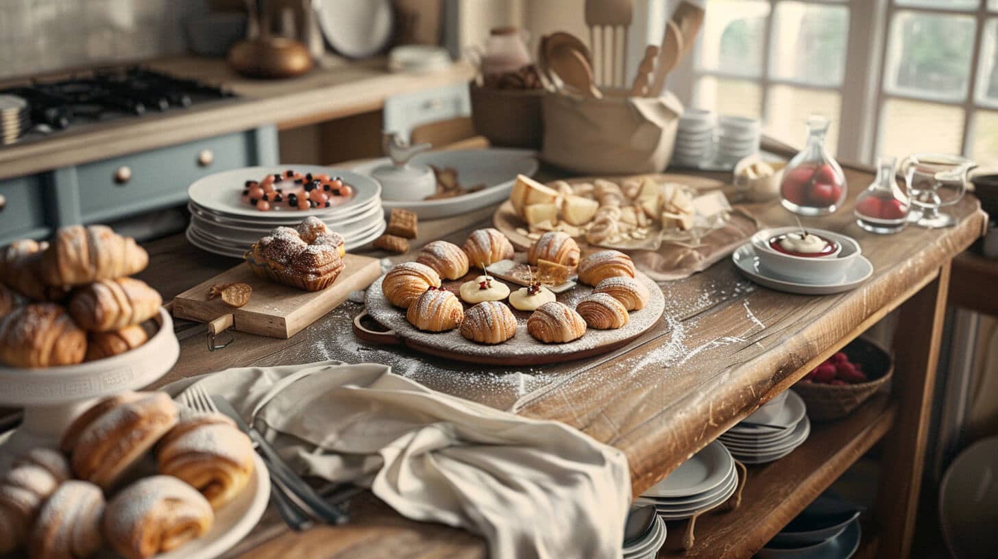 Rustic Kitchen Pastry Breakfast Croissants Tarts